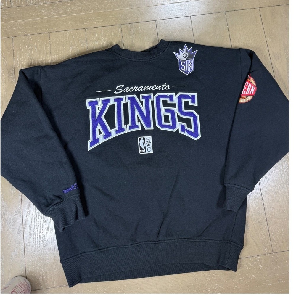Mitchell & Ness Sweatshirt Mens Medium Black‎ Sacramento Kings NBA HWC Crewneck